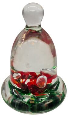 JOE St Clair Vintage Art Glass Floral Bell Paperweight